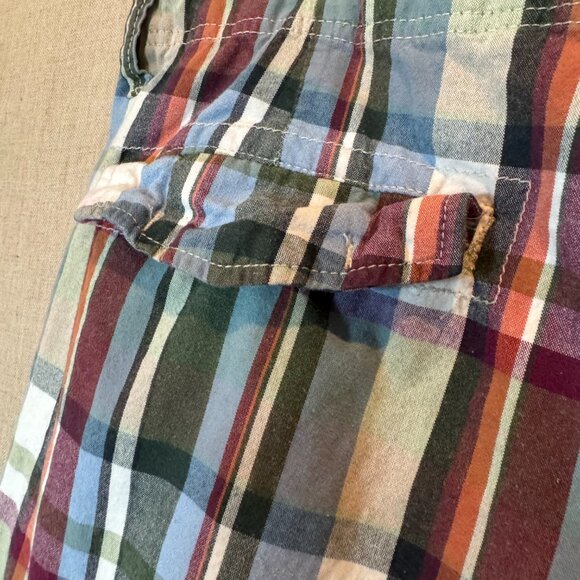 Chor Plaid Shorts Men’s 34 Grunge Skater 2000s Streetwear Cotton Madras - Picture 6 of 10